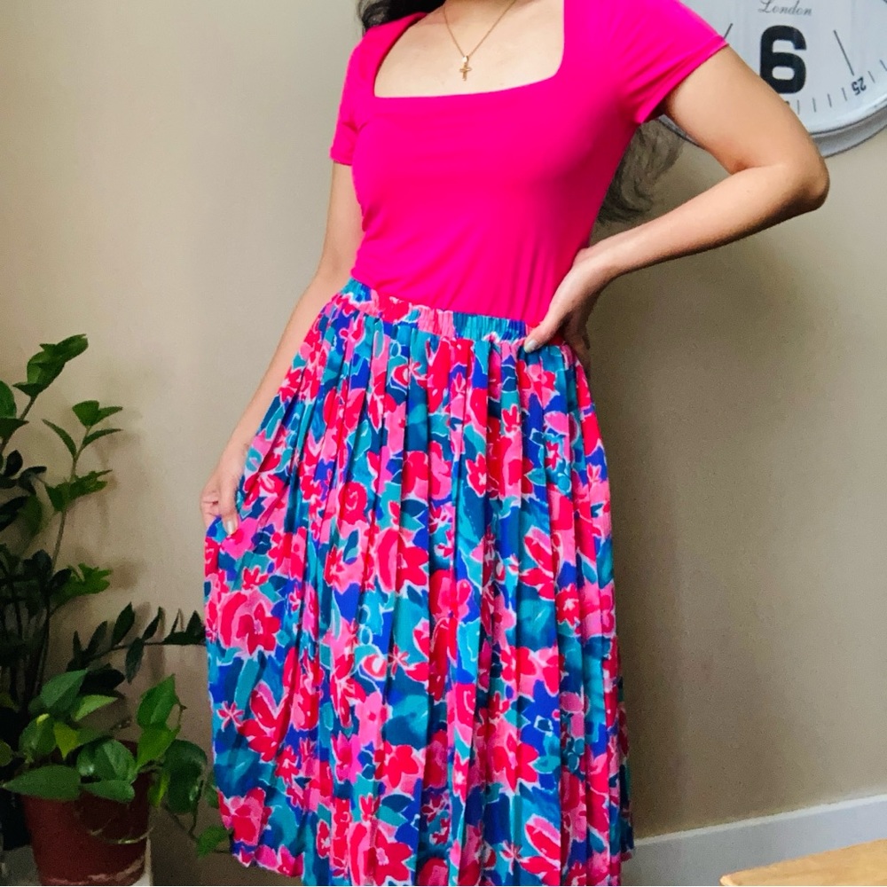 Vintage Floral MIDI Skirt
